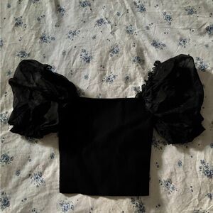 Wilfred Black Puff Sleeve Top